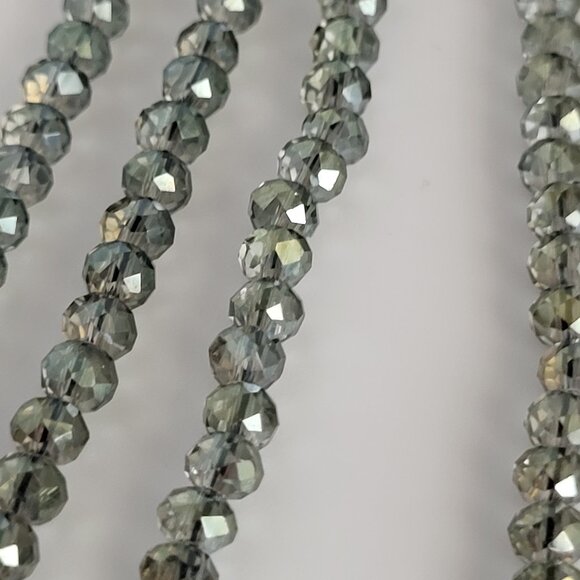 Boho Drop Tassel Necklace Cord & Crystal Bead Green AB Crystals - Picture 6 of 12